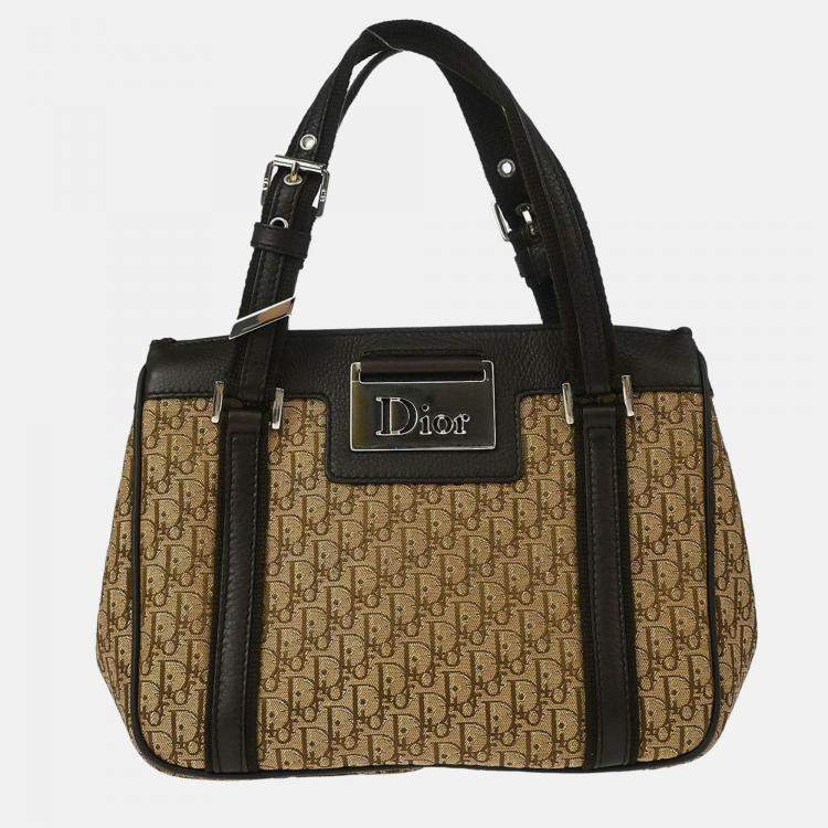 Pre Owned Dior Street Chic Trotter Beige/Brown Canvas Shoulder Bag