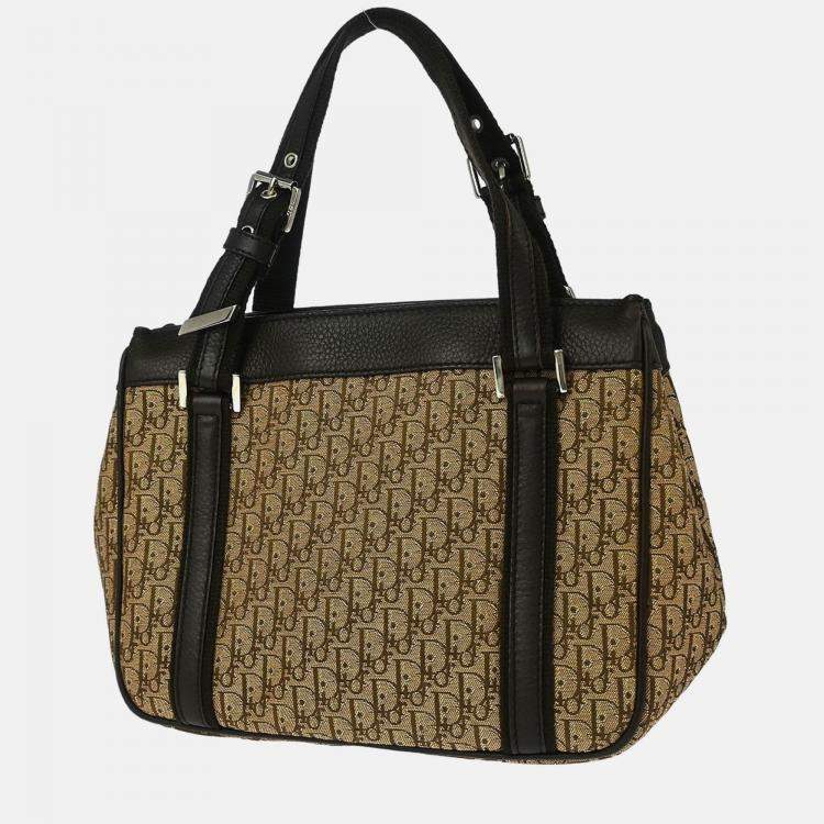 Pre Owned Dior Street Chic Trotter Beige/Brown Canvas Shoulder Bag