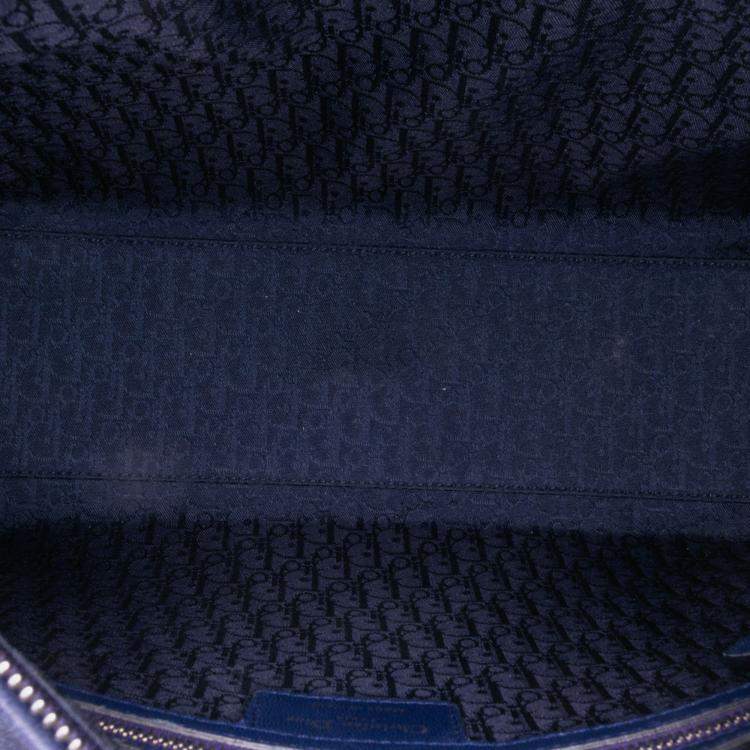 Pre Owned Dior Blue Large Lambskin Cannage Lady Dior