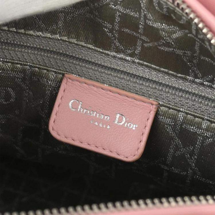 Pre Owned Dior Lady Dior Pink Lambskin Cannage Shoulder Bag
