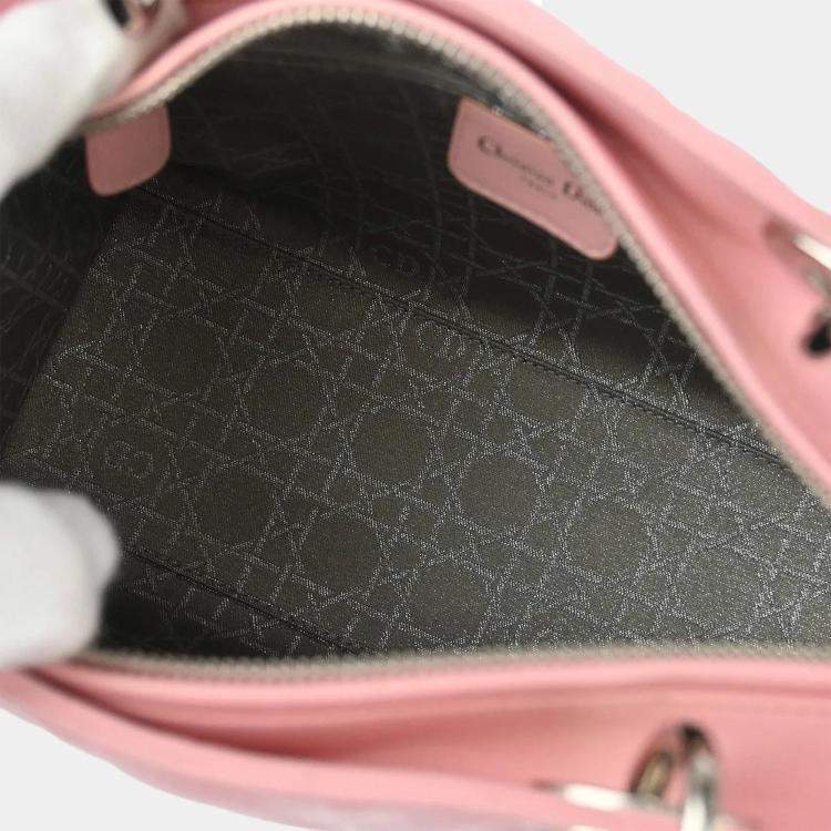 Pre Owned Dior Lady Dior Pink Lambskin Cannage Shoulder Bag