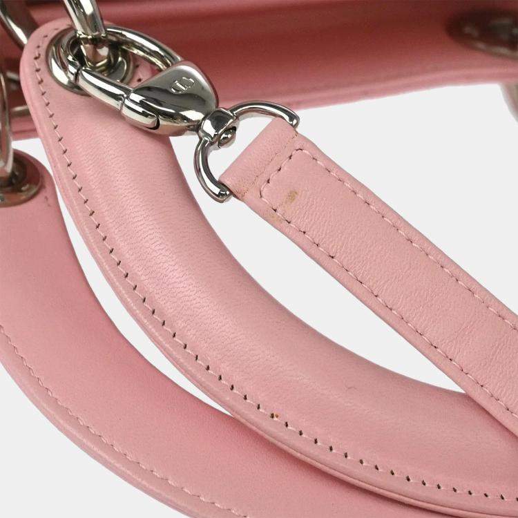 Pre Owned Dior Lady Dior Pink Lambskin Cannage Shoulder Bag