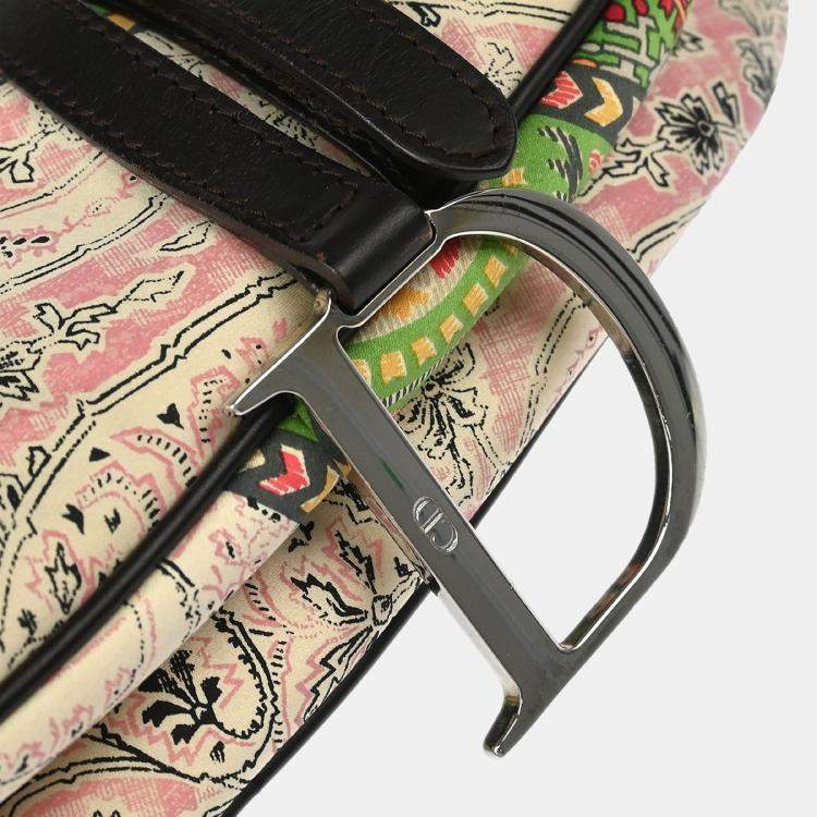 Pre Owned Christian Dior Multicolor Satin Saddle Handbag