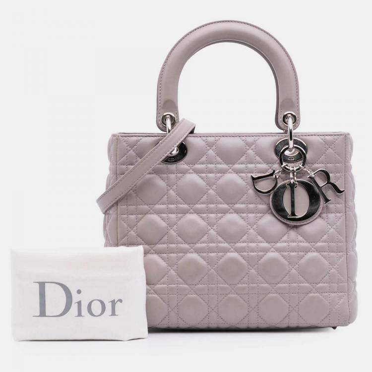 Pre Owned Dior Purple Medium Lambskin Cannage Lady Dior