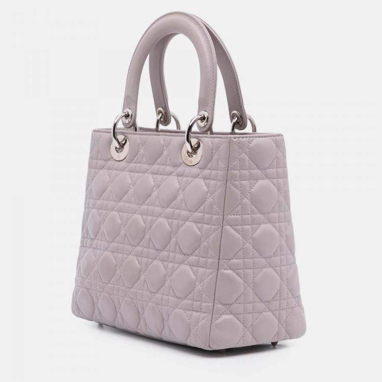Pre Owned Dior Purple Medium Lambskin Cannage Lady Dior