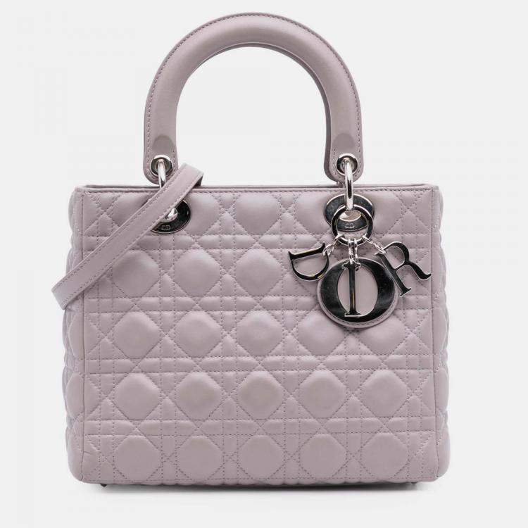 Pre Owned Dior Purple Medium Lambskin Cannage Lady Dior