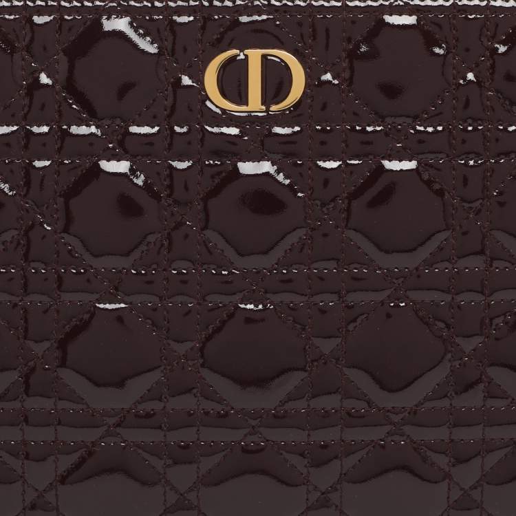 Pre Owned Dior Burgundy Cannage Leather Large Caro Daily Pouch