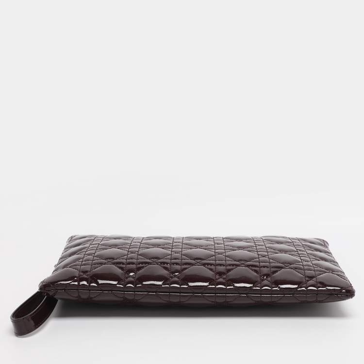 Pre Owned Dior Burgundy Cannage Leather Large Caro Daily Pouch