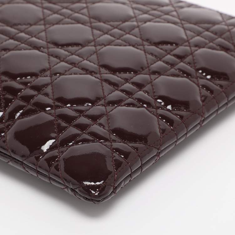 Pre Owned Dior Burgundy Cannage Leather Large Caro Daily Pouch