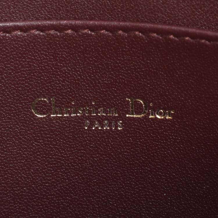 Pre Owned Dior Burgundy Cannage Leather Large Caro Daily Pouch