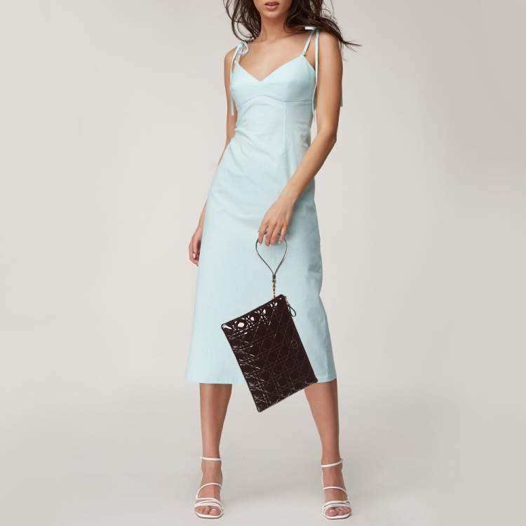 Pre Owned Dior Burgundy Cannage Leather Large Caro Daily Pouch