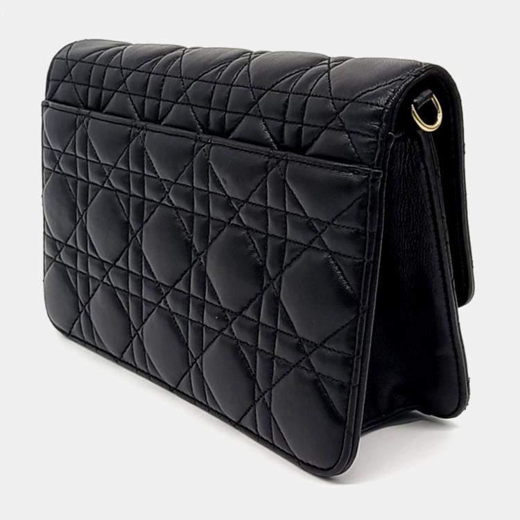 Pre Owned Dior Black Leather Christian Dior Cannage Crossbody Bag