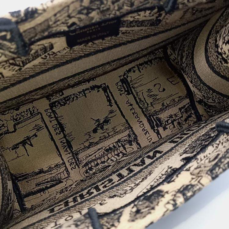 Pre Owned Christian Dior Book Beige/Black Fabric Tote