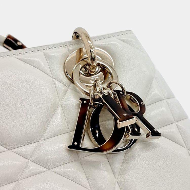 Pre Owned Christian Dior Lady 95.22 White Leather Bag
