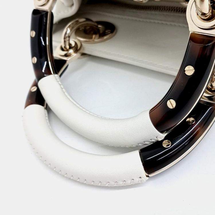 Pre Owned Christian Dior Lady 95.22 White Leather Bag