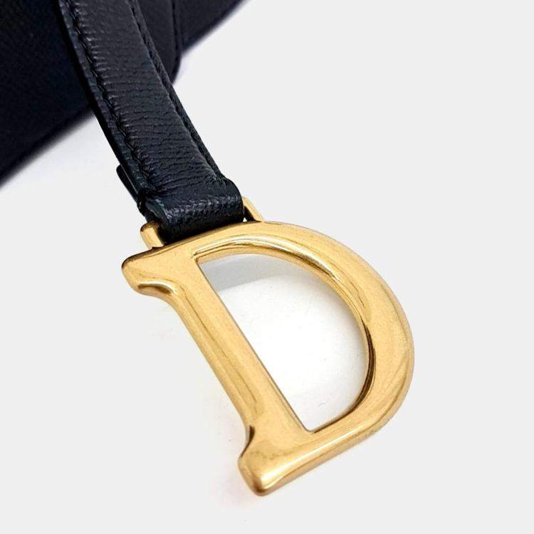 Pre Owned Christian Dior Mini Black Leather Saddle Bag