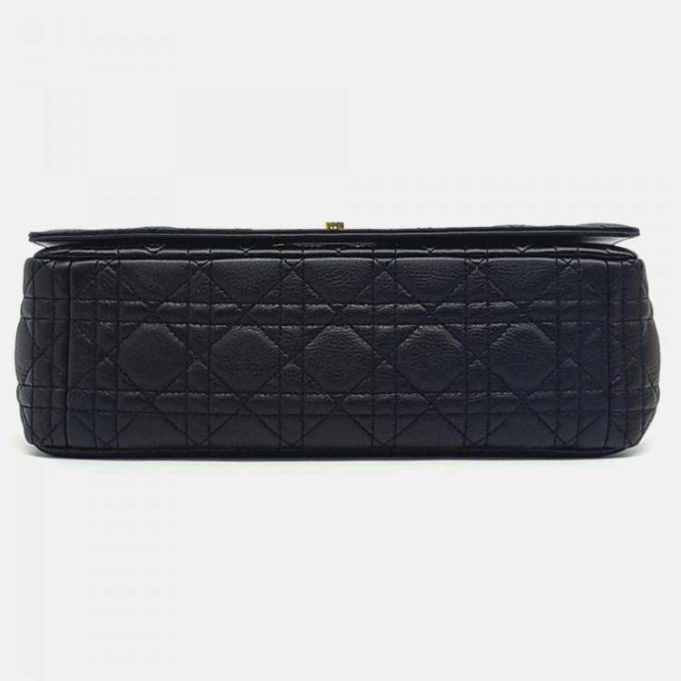 Pre Owned Dior Black Leather Christian Dior Cannage Caro Bag Large