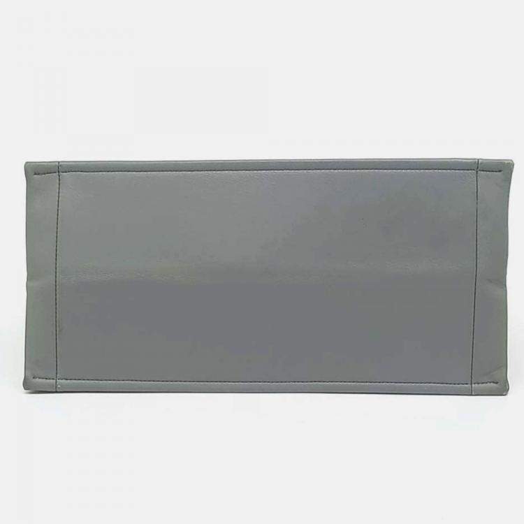 Pre Owned Dior Grey Leather Christian Dior Leather Book Tote Bag