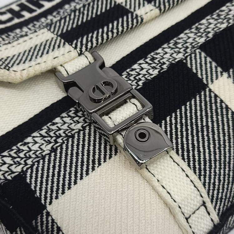 Pre Owned Dior Black White Fabric  Camp Bag Small