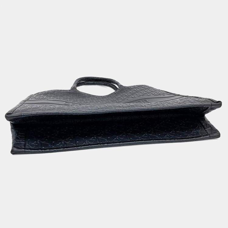 Pre Owned Dior Black Leather Oblique Book Tote Bag