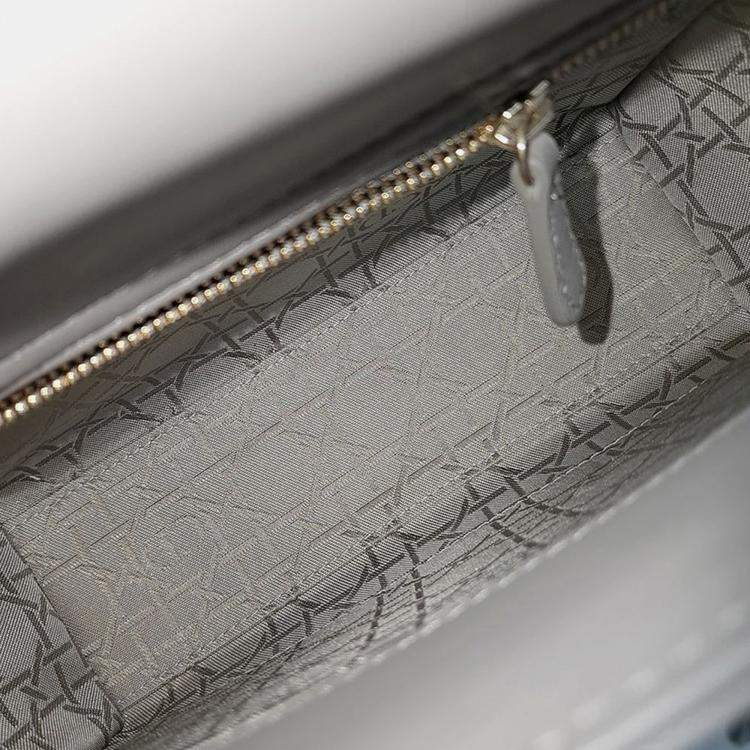 Pre Owned Dior Grey Leather Cannage Lady Bag Small