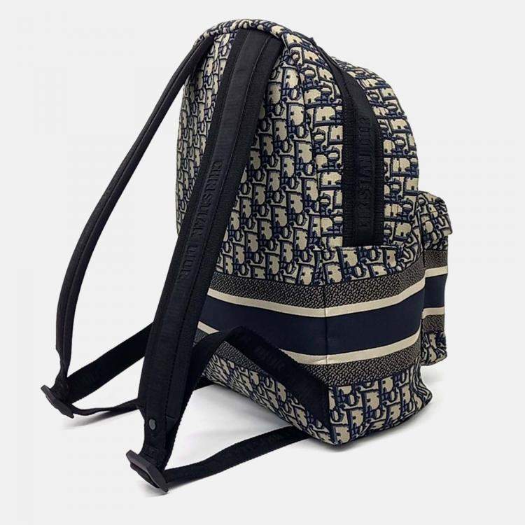 Pre Owned Dior Navy Blue Fabric Oblique Backpack