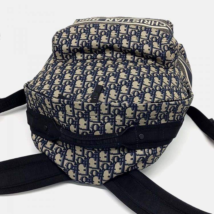 Pre Owned Dior Navy Blue Fabric Oblique Backpack