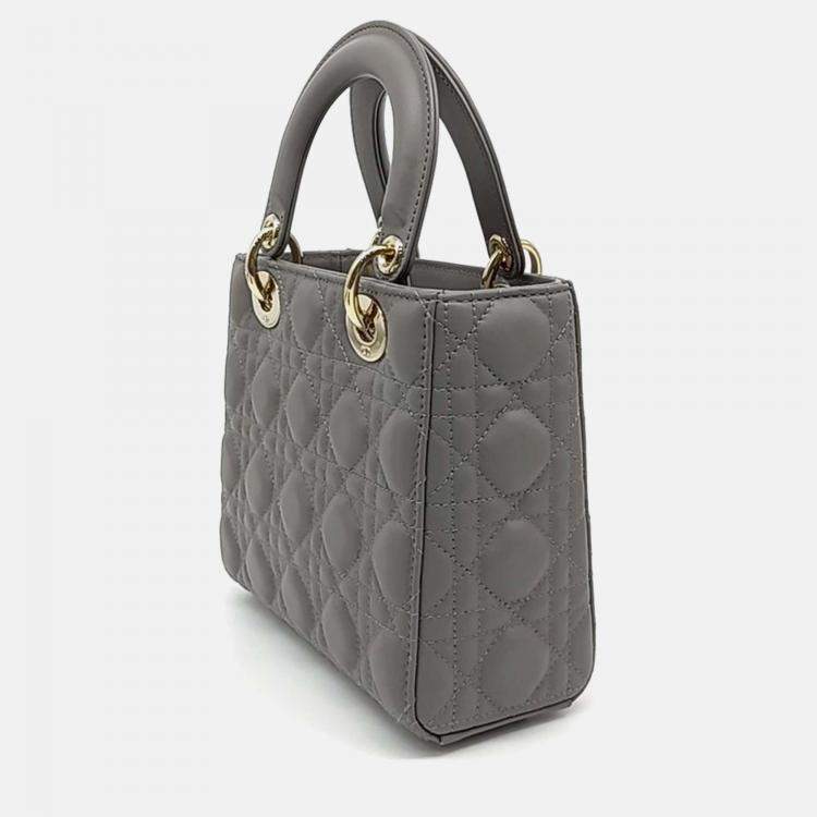 Pre Owned Dior Grey Leather Lady Bag Small