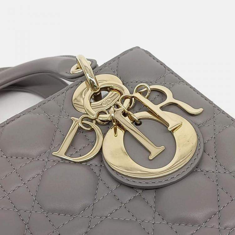 Pre Owned Dior Grey Leather Lady Bag Small