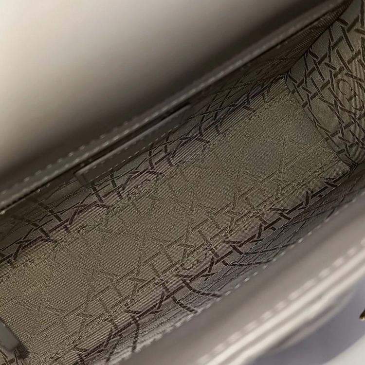 Pre Owned Dior Grey Leather Lady Bag Small