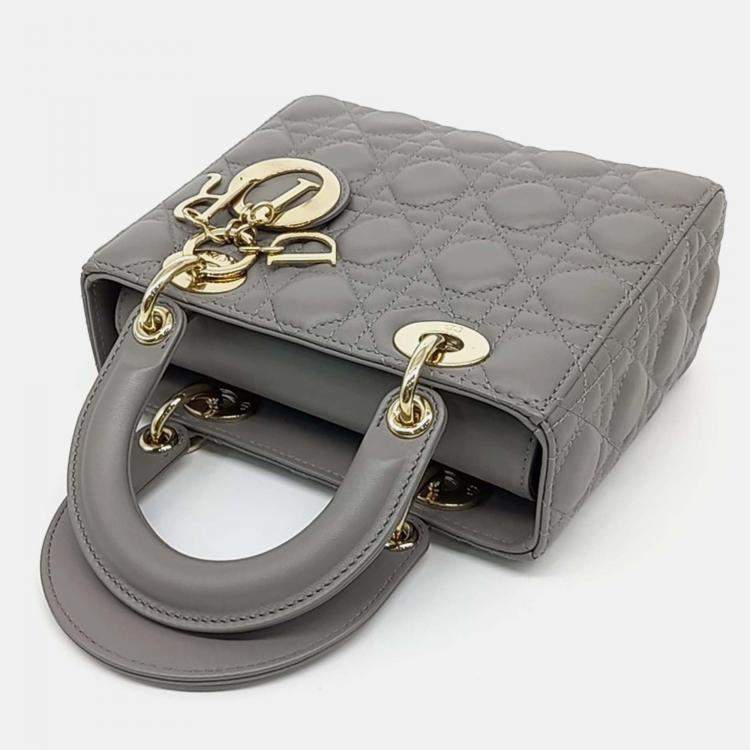 Pre Owned Dior Grey Leather Lady Bag Small