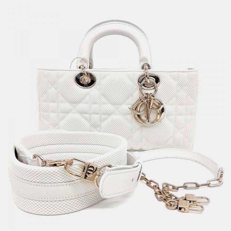 Pre Owned Dior White Fabric Lady D-JOY Medium
