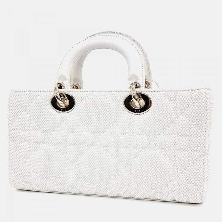 Pre Owned Dior White Fabric Lady D-JOY Medium
