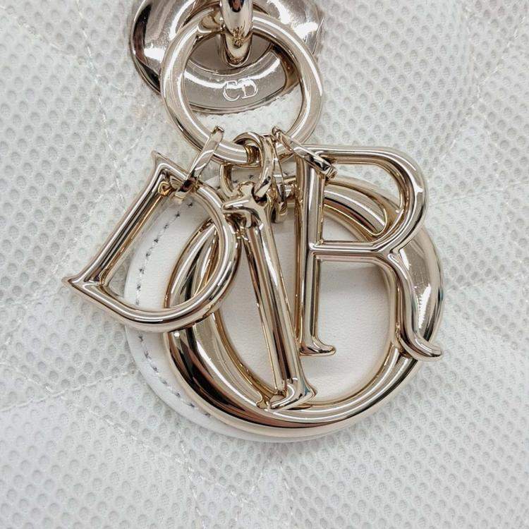 Pre Owned Dior White Fabric Lady D-JOY Medium