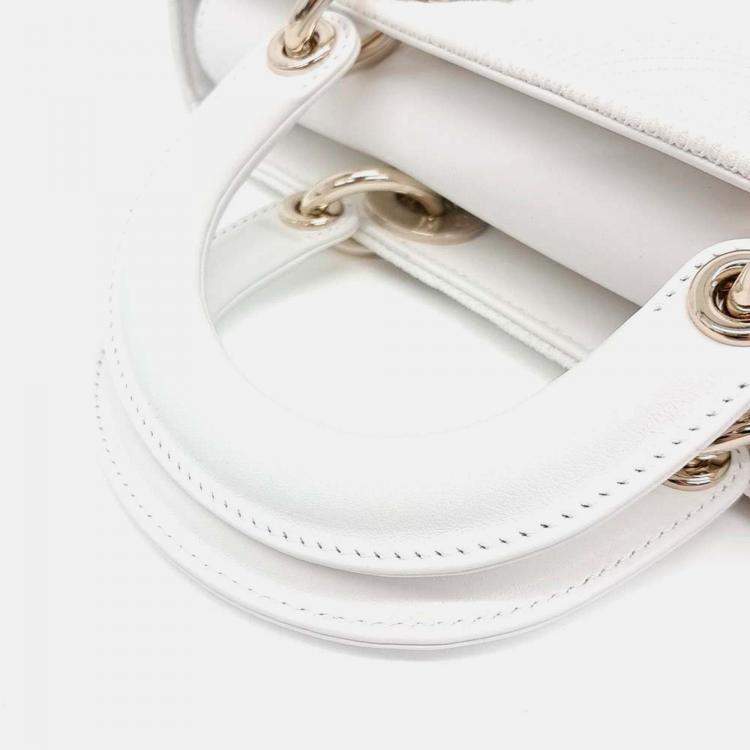 Pre Owned Dior White Fabric Lady D-JOY Medium