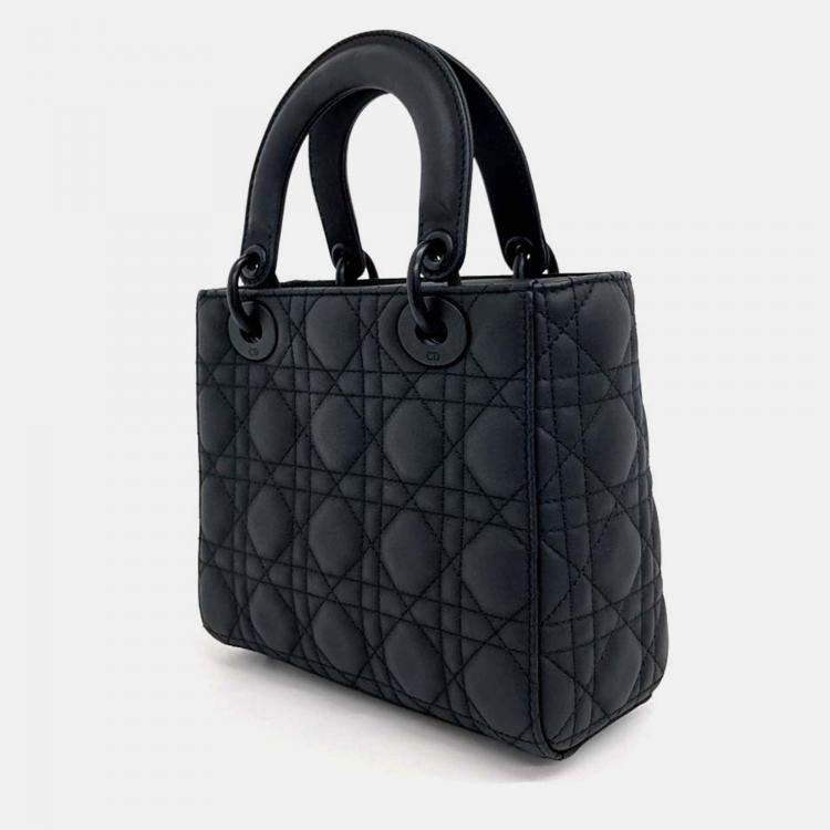 Pre Owned Dior Black Leather Ultramatte Lady Bag Small