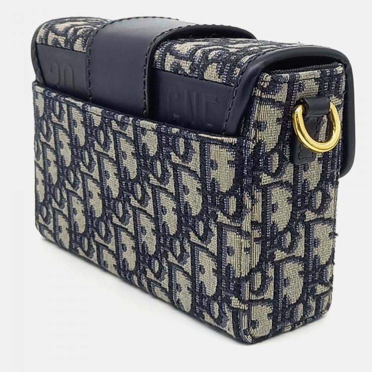 Pre Owned Dior Black Canvas and Leather Oblique 30 Montaigne Box Bag