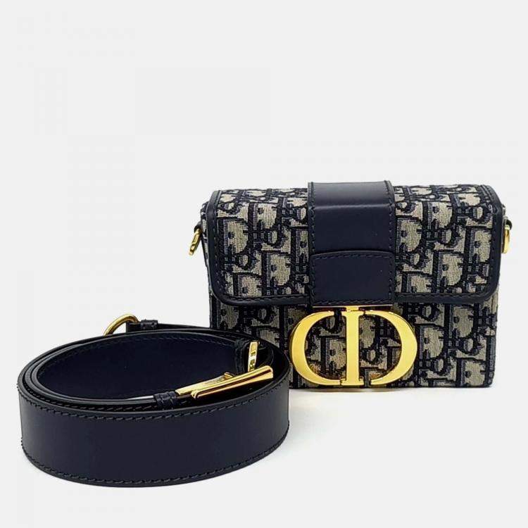 Pre Owned Dior Black Canvas and Leather Oblique 30 Montaigne Box Bag