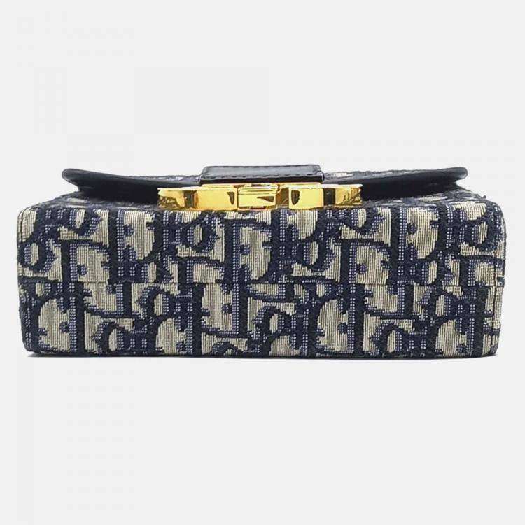 Pre Owned Dior Black Canvas and Leather Oblique 30 Montaigne Box Bag