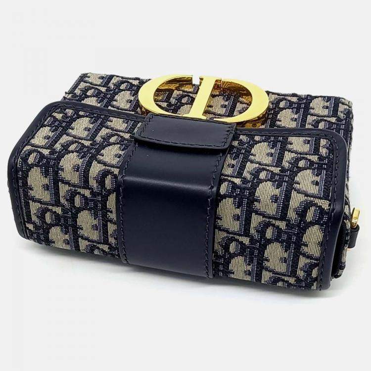 Pre Owned Dior Black Canvas and Leather Oblique 30 Montaigne Box Bag