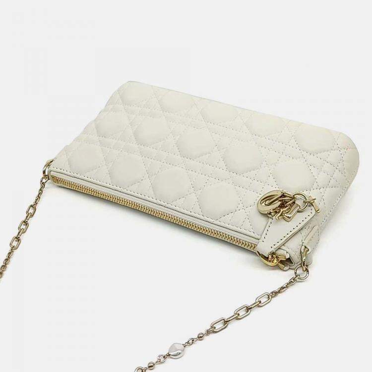 Pre Owned Dior White Leather Miss Dior Midi Mini Bag