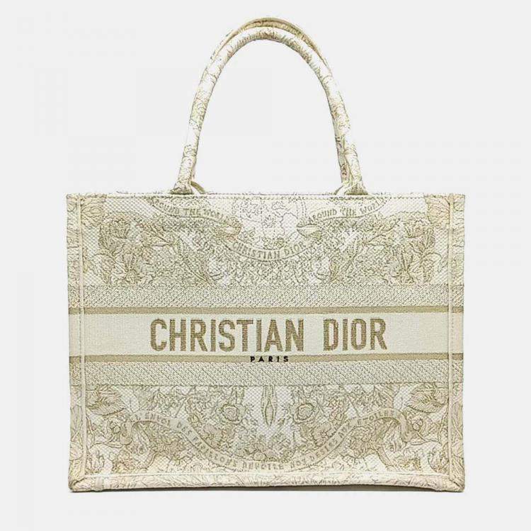 Pre Owned Dior Beige Fabric Christian Dior Book Tote Bag