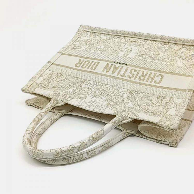 Pre Owned Dior Beige Fabric Christian Dior Book Tote Bag