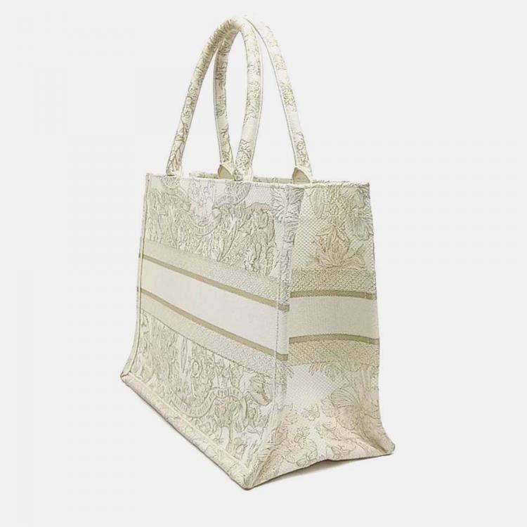 Pre Owned Dior Beige Fabric Christian Dior Book Tote Bag
