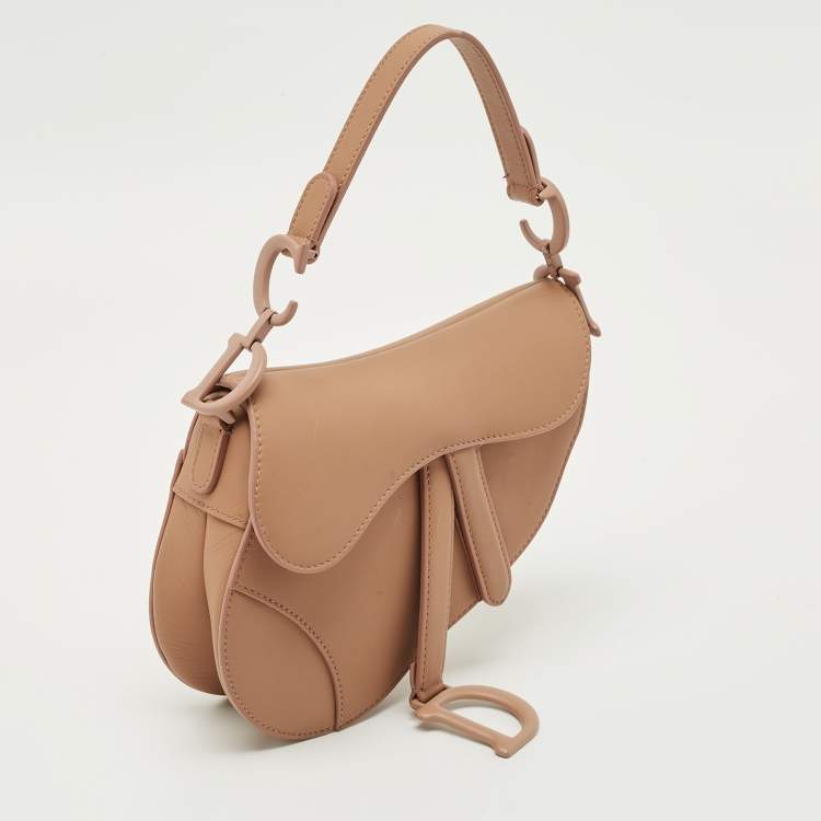 Pre Owned Dior Blush Pink Ultra Matte Leather Mini Saddle Bag