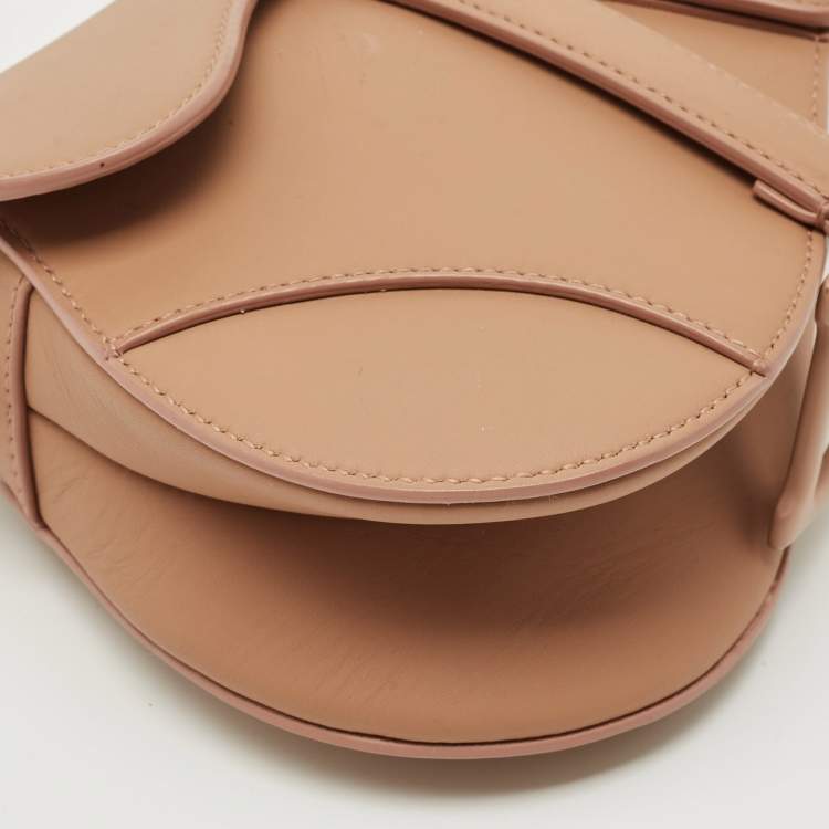 Pre Owned Dior Blush Pink Ultra Matte Leather Mini Saddle Bag