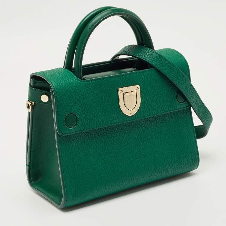 Pre Owned Dior Green Leather Mini Diorever Top Handle Bag