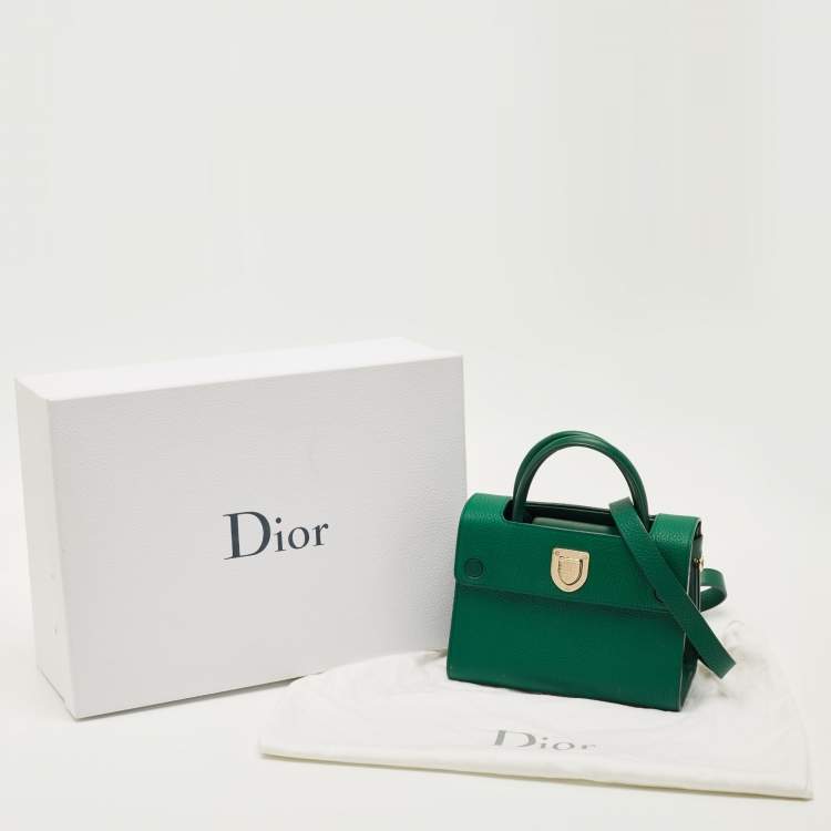 Pre Owned Dior Green Leather Mini Diorever Top Handle Bag