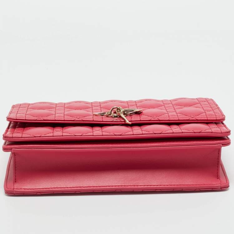 Pre Owned Dior Pink Cannage Leather My Dior Top Handle Bag