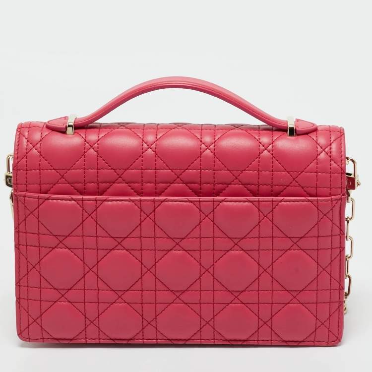 Pre Owned Dior Pink Cannage Leather My Dior Top Handle Bag